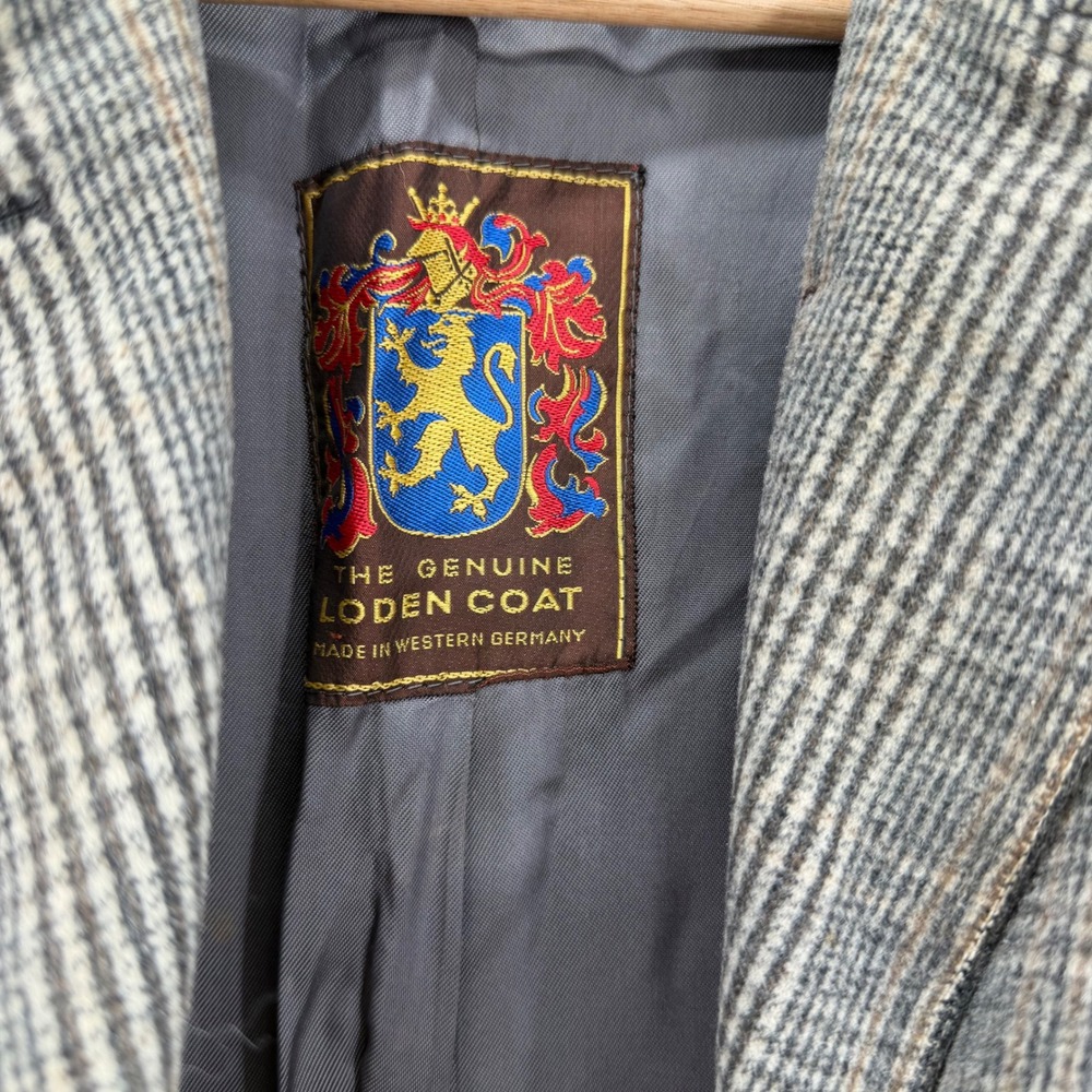 Vintage German Loden Coat Glen Plaid Wool Overcoat Dark Academia Old Money - Picture 3 of 10